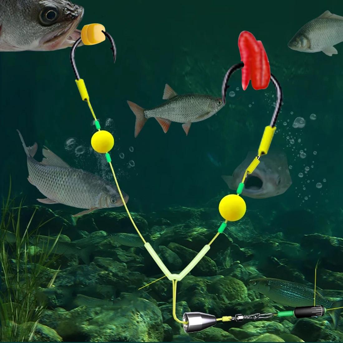 Montage carpe avec flotteurs et émerillons 3 voies - Accessoires pêche carpe et montages spécifiques
