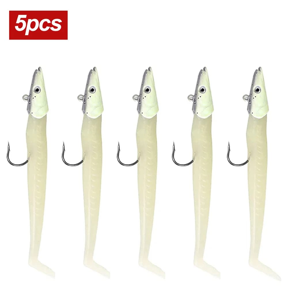 5 leurres souples cuillers 10g 11cm pour pêche carnassiers avec jig et cuillère