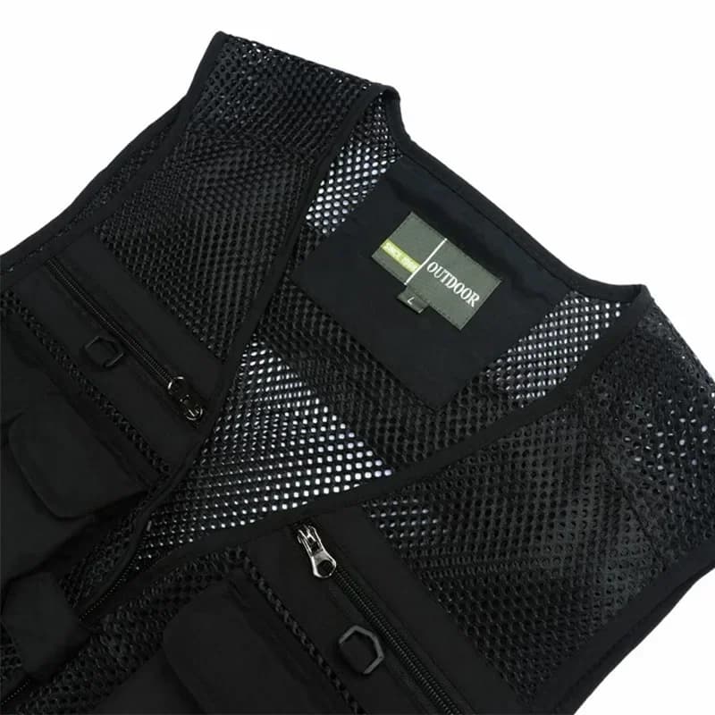 Veste de pêche sans manches homme multi-poches respirante mesh pour été et randonnée