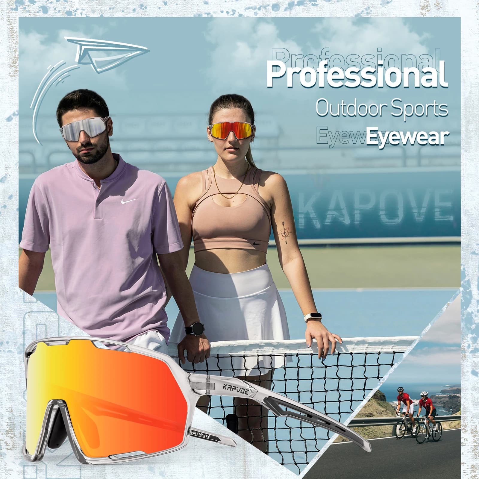 Lunettes de sport pêche vélo SCVCN UV400 protection complète randonnée camping accessoires outdoor