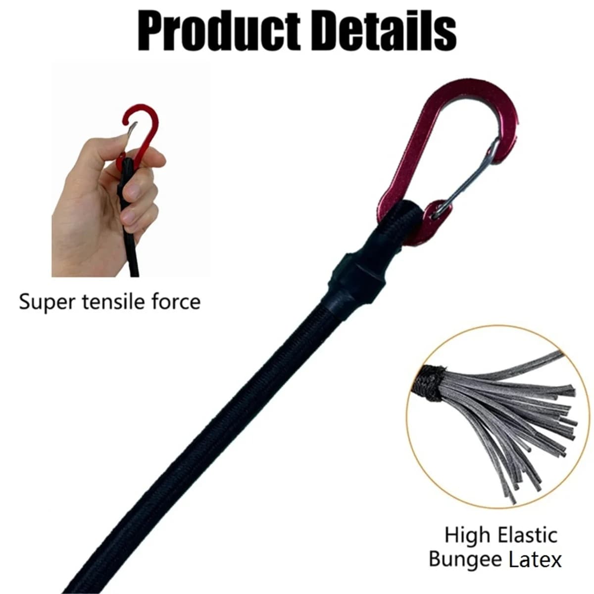 Corde élastique bungee robuste avec mousquetons - Accessoire kayak vélo camping rangement pêche