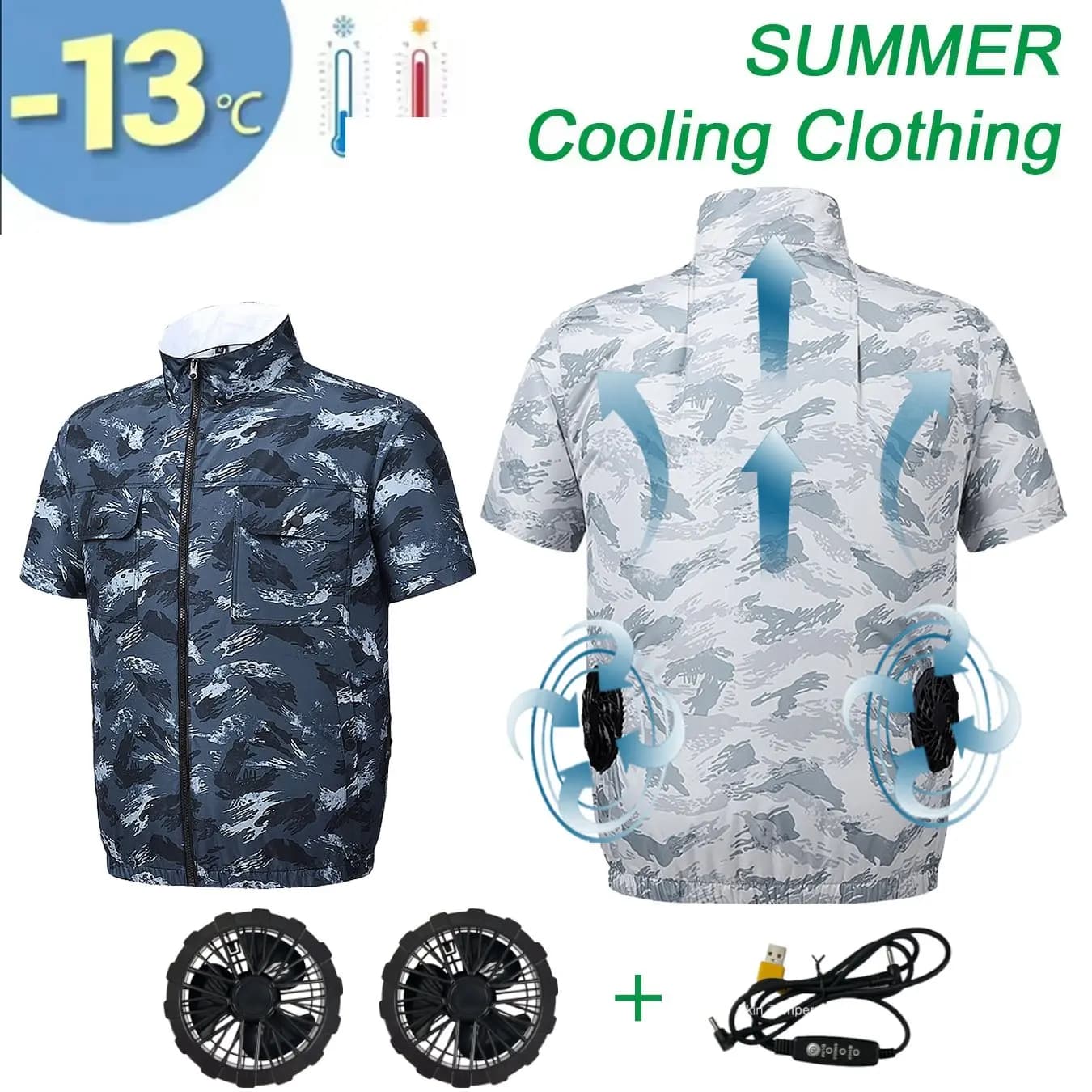 Veste ventilée homme rafraîchissante USB, idéale pour la pêche et le travail en extérieur