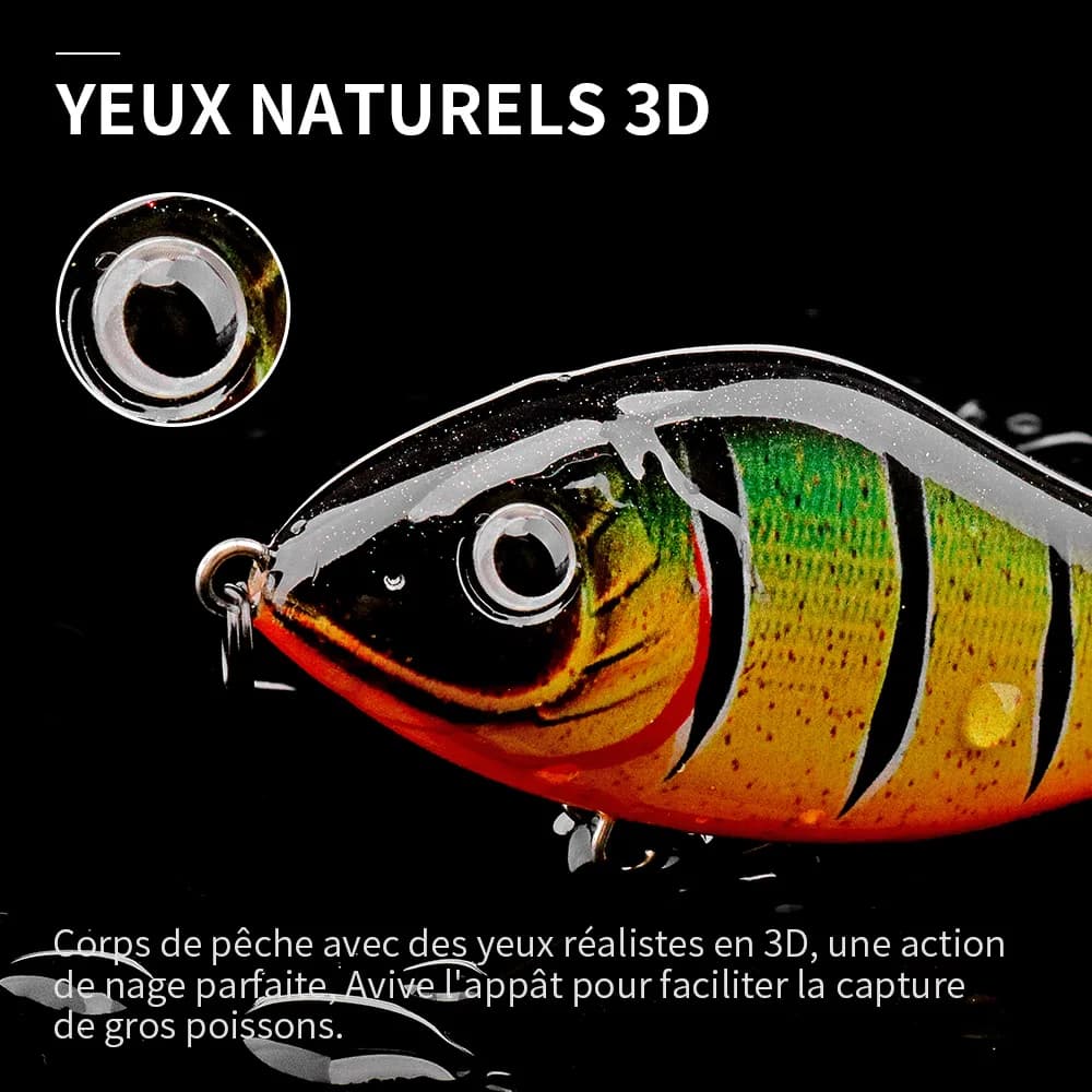 Leurre crankbait slider jerkbait coulant 6-10cm pour brochet, avec bruit et vibration pour la pêche hivernale