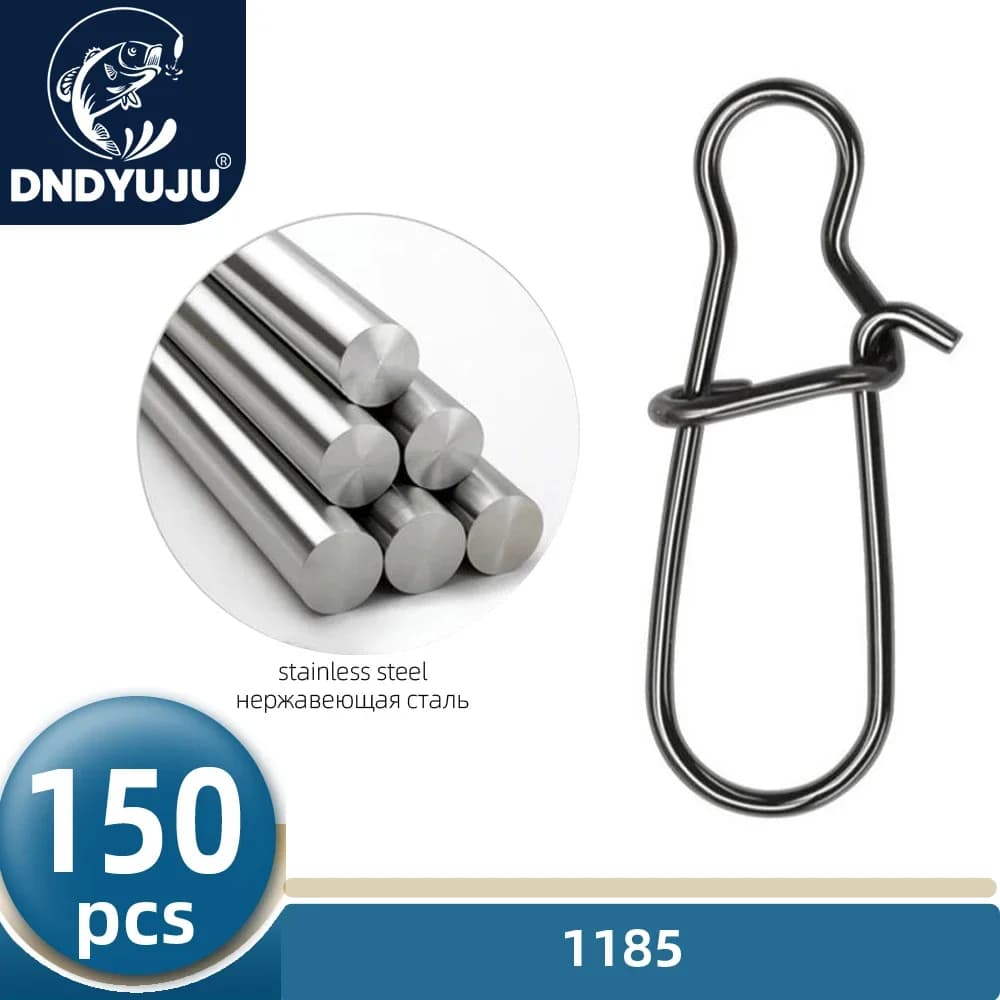 150 pièces connecteurs pêche acier inoxydable DNDYUJU - Snap clips et émerillons sécurisés