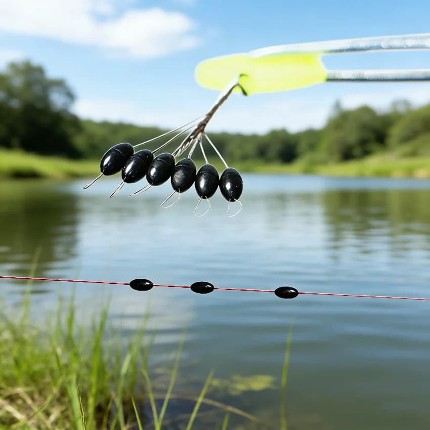 60 flotteurs ovales noirs en caoutchouc pour pêche carpe et fly fishing - lot économique