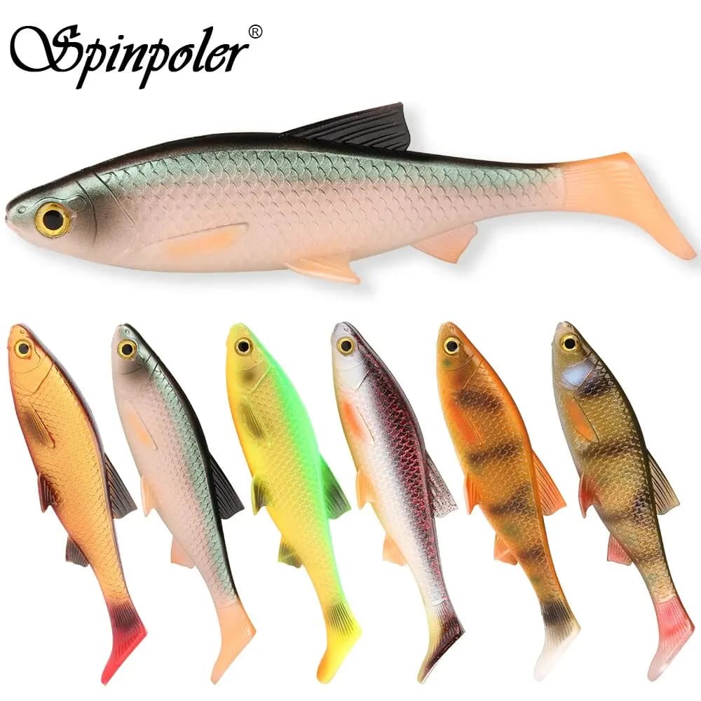 Leurre souple Spinpoler 3D River Roach pour pêche du brochet et du sandre - appât silicone réaliste
