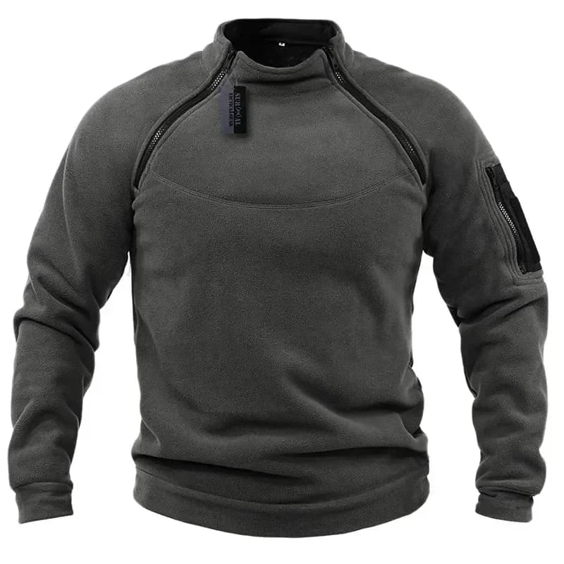 Pull polaire tactique outdoor homme - Chaleur zippée pour pêche hivernale et randonnée