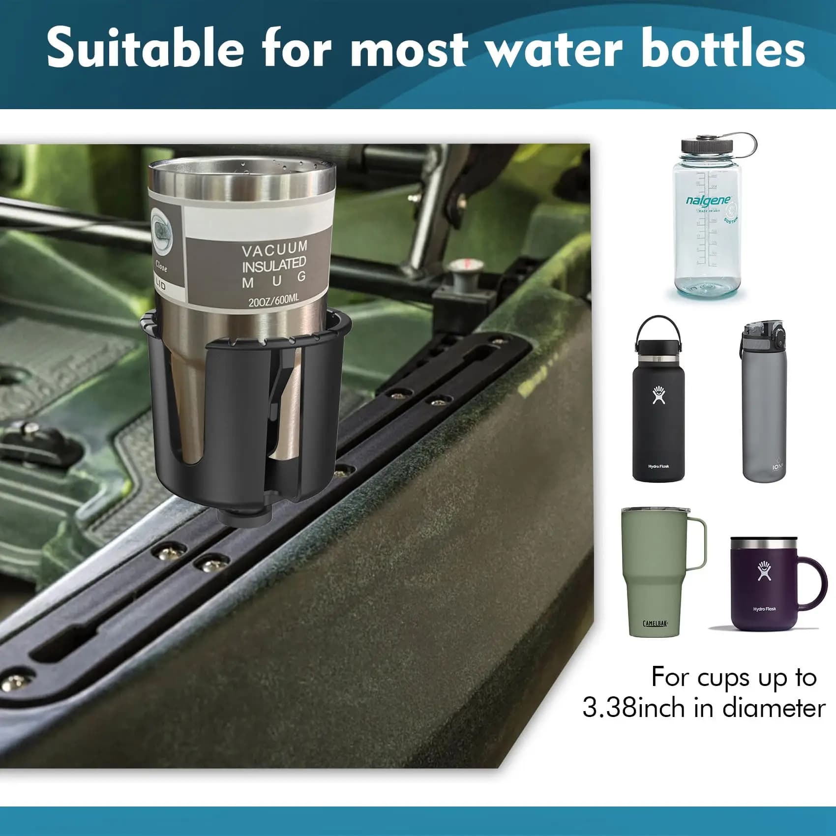 Porte-gobelet réglable pour kayak de pêche - Support multifonction pour canettes et leurres