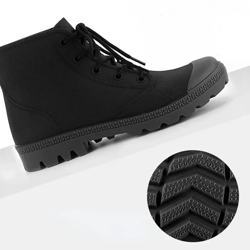 Bottes de pluie pêche hiver homme lacets cheville - Chaussures camping imperméables non-dérapantes extérieur