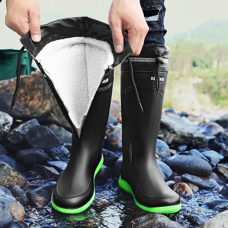 Bottes de pêche hiver homme épaissies et imperméables - Anti-dérapantes avec bandes réfléchissantes pour sécurité