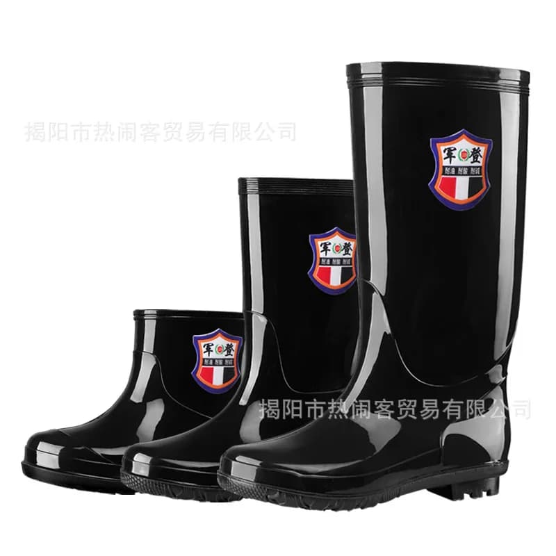 Bottes pluie homme hautes tailles 35-45 imperméables antidérapantes cuisine semelle caoutchouc simulation travail