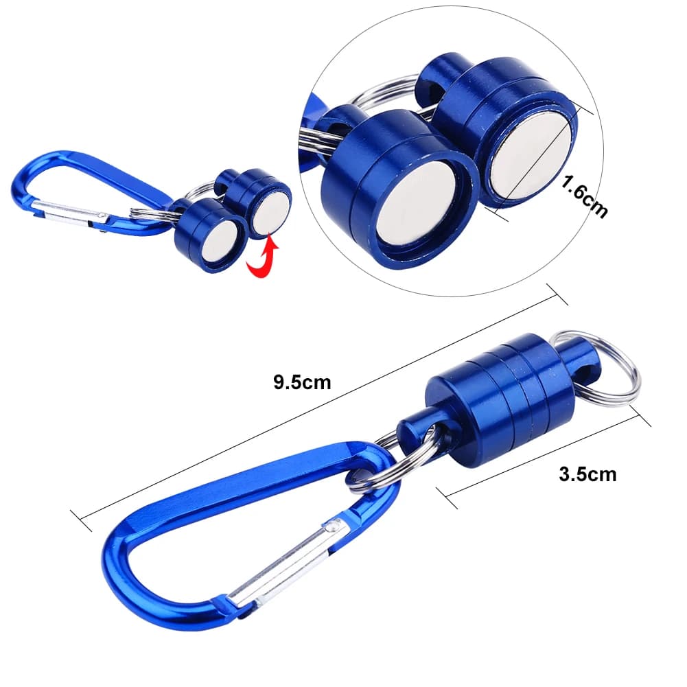 Clip magnétique pêche rapide porte-épuisette relâche rapide avec mousqueton portable