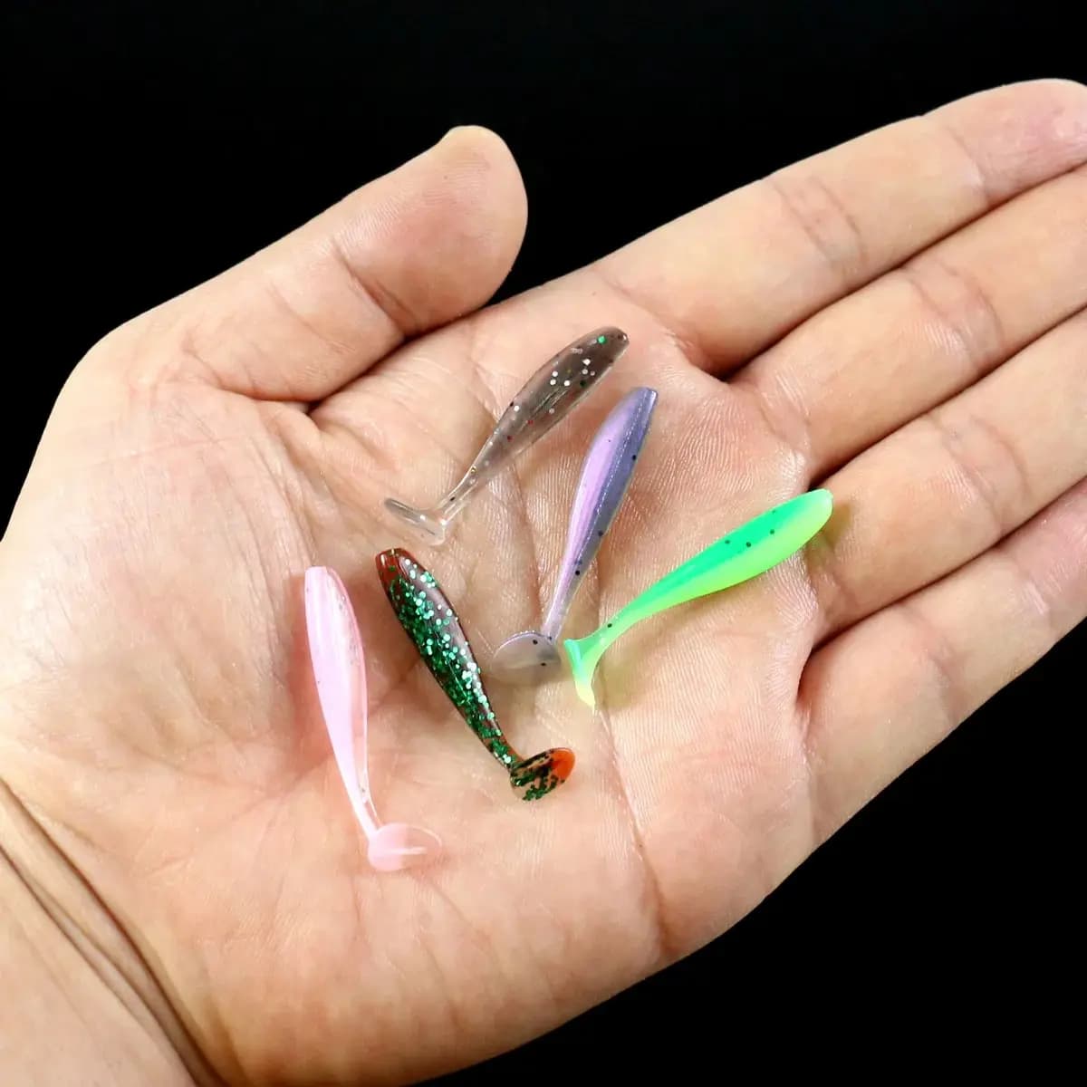 Leurre souple T-tail 50 pièces, appât silicone pour pêche de la perche et du brochet, leurres miniatures