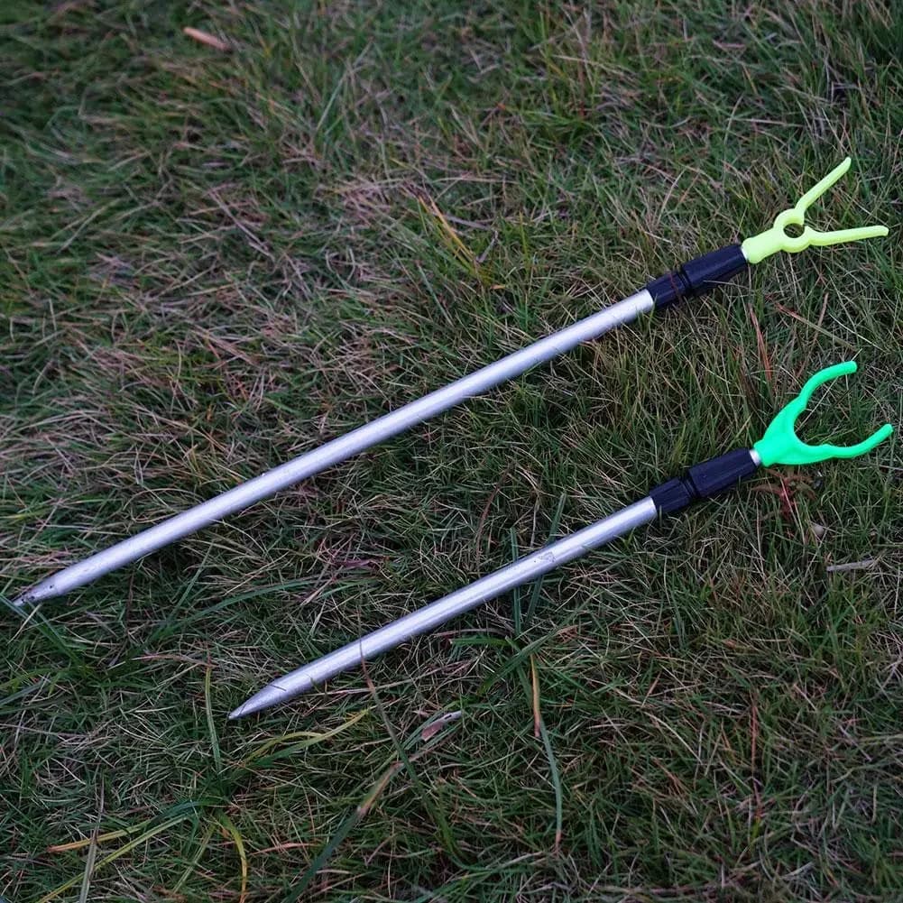 Canne à pêche télescopique extérieure avec piquet sol plage rivière étang portable