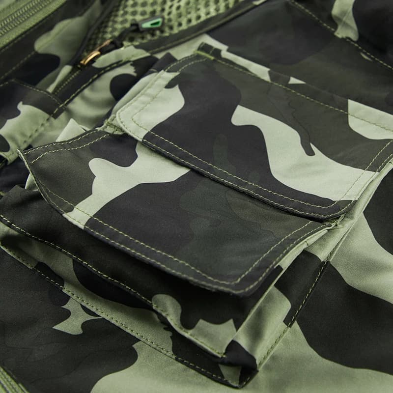 Gilet décharge camouflage été homme - Veste sans manches mesh multi-poches pour travail et pêche