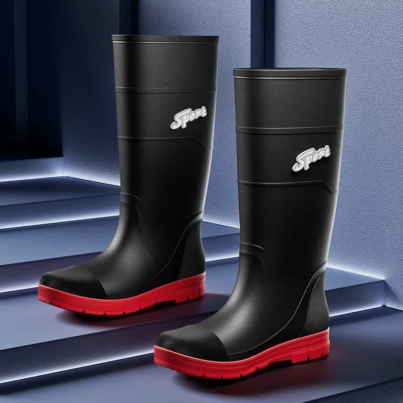 Bottes de pêche hautes imperméables antidérapantes avec bandes réfléchissantes pour sécurité nocturne