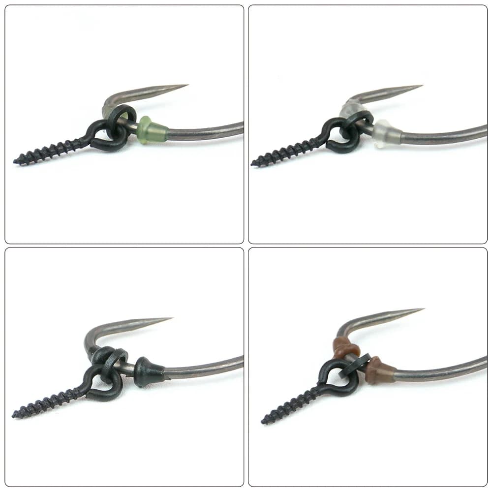 Lot de 50 stoppeurs Hirisi pour hameçons de pêche à la carpe, accessoires en caoutchouc souple 4 couleurs
