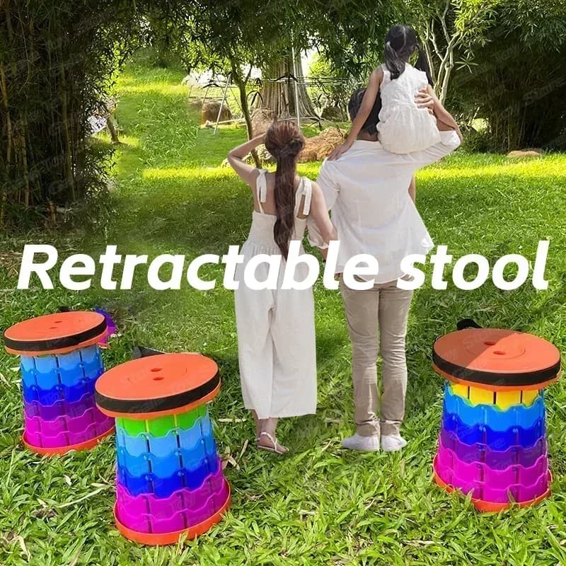 Tabouret rétractable arc-en-ciel épais pour train, pêche et sorties extérieures portables