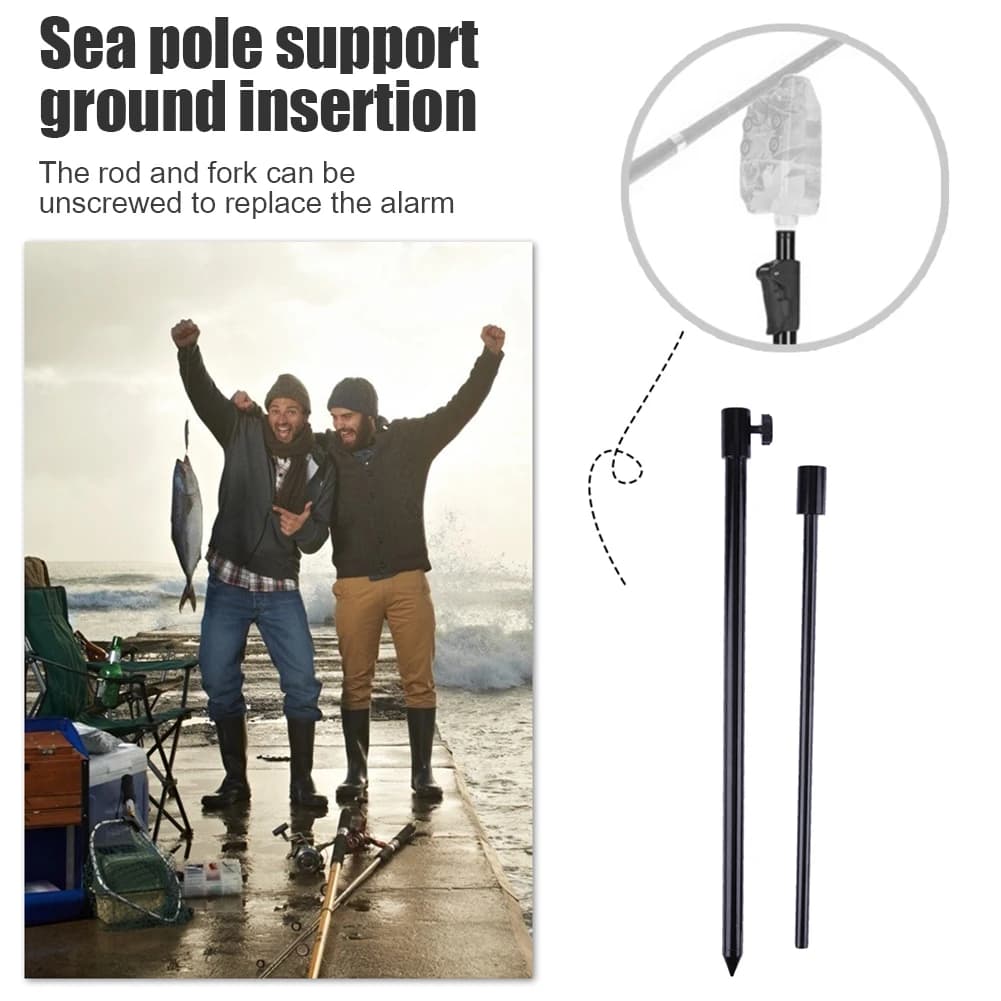 Support de canne réglable pour alarme de pêche carpe - Tige de berge en aluminium noir extensible