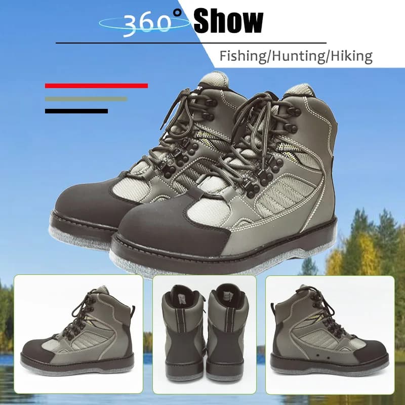 Bottes pêche wading montaison rivière chasse récif semelle feutre caoutchouc antidérapante chaussures pêche à la mouche