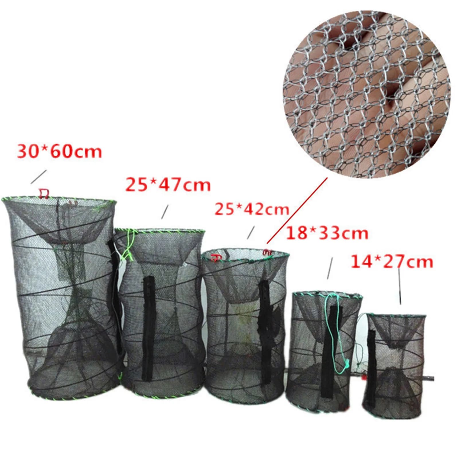 Filet de pêche pliable et réutilisable, cage à poissons universelle pour toutes les espèces