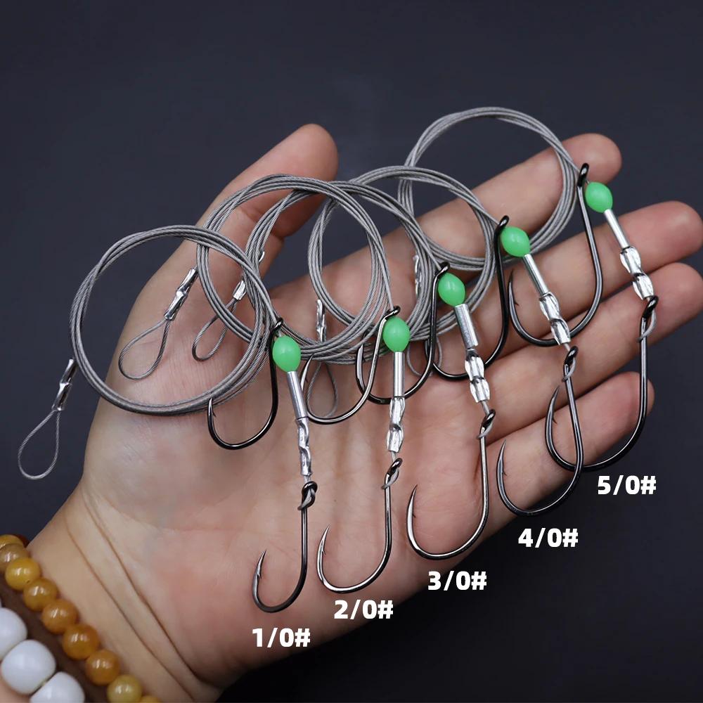 ZYZHE 1pc Stinger Rig pêche avec 49 brins acier double hameçon appât vivant eau douce mer