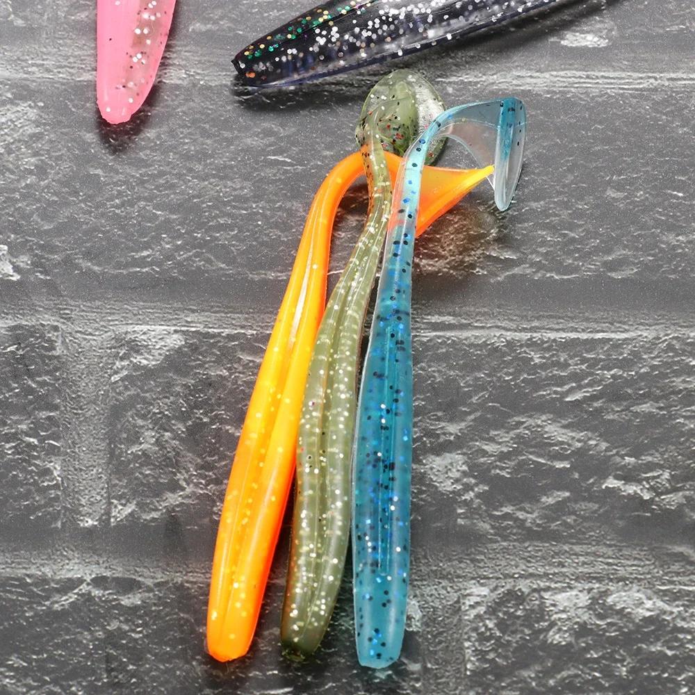 Kit pêche complet 10 leurres souples + 3 têtes plombées - leurres T-tail pour carpe et carnassiers