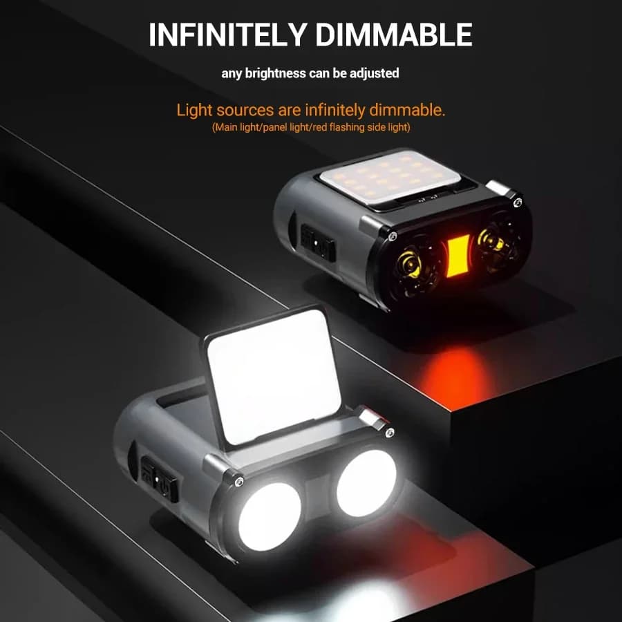 Lampe frontale hibou rotative rechargeable Type-C pour pêche, chasse et vélo avec éclairage LED puissant