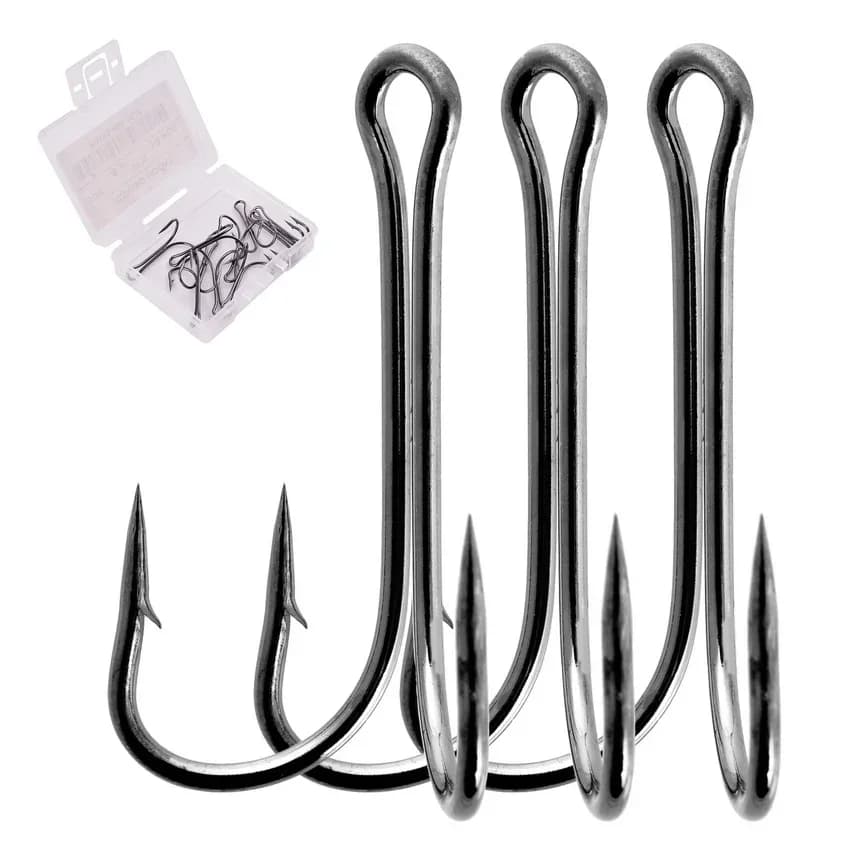 10 hameçons doubles jig crank acier carbone pour pêche carpe et leurres souples