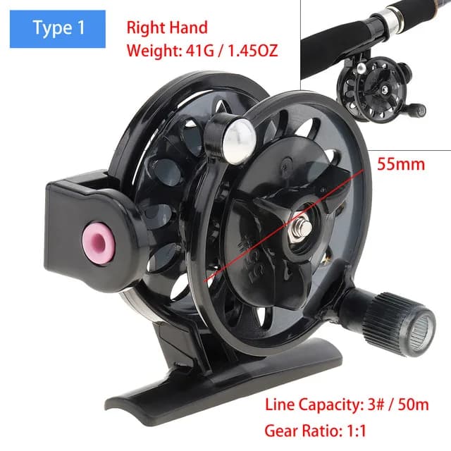 Mini moulinet main pêche glace 50-60mm - ultra-léger pour pêche fine carpe et pêche à la mouche