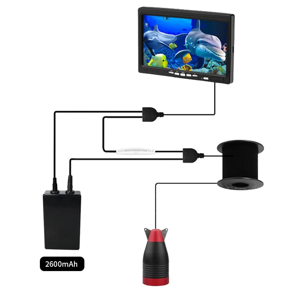 Caméra de pêche sous-marine Erchang 7" infrarouge 24 LEDs pour pêche sur glace hivernale