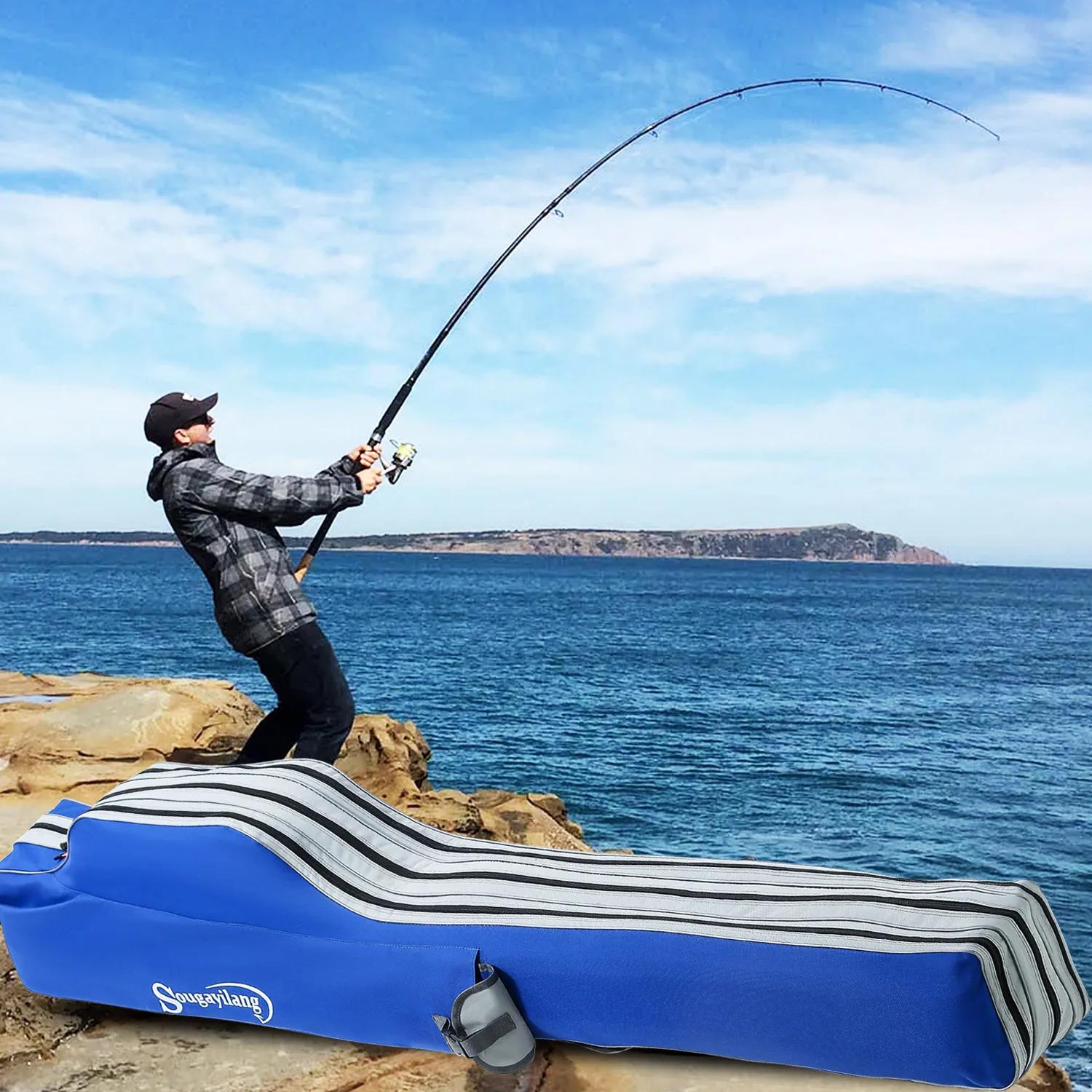 Sac de transport 3 couches pour cannes à pêche - Organisateur avec compartiments pour cannes et moulinets