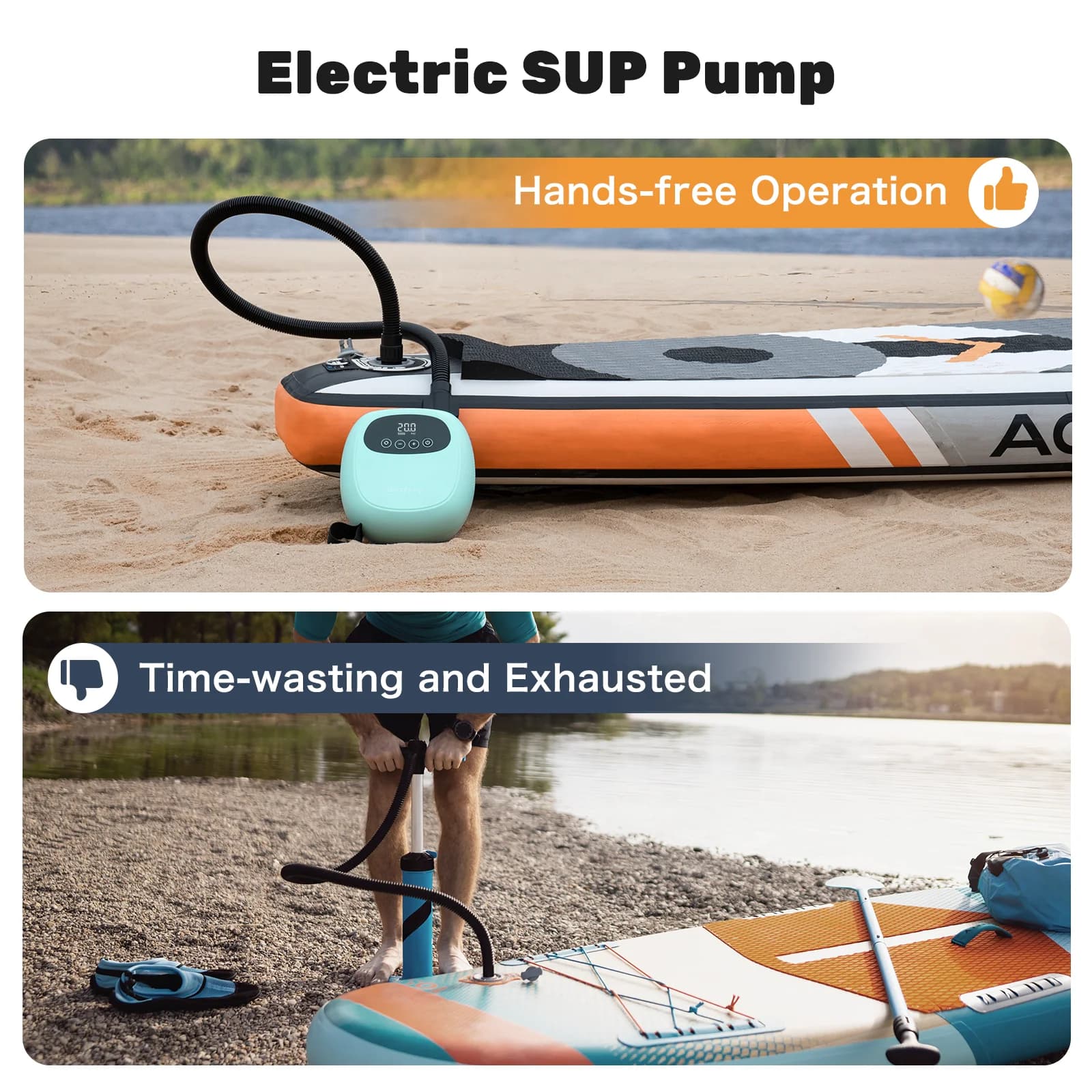 Pompe électrique paddle dwndpump avec batterie 38.48Wh - Pompe gonflage dégonflage SUP, kayak et bateau gonflable 20PSI