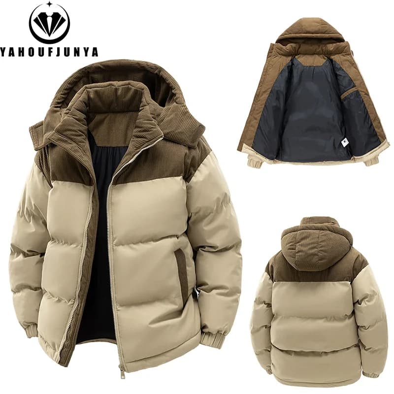 Veste hiver homme à capuche amovible - Parka chaud outdoor - Veste coupe-vent casual pour homme