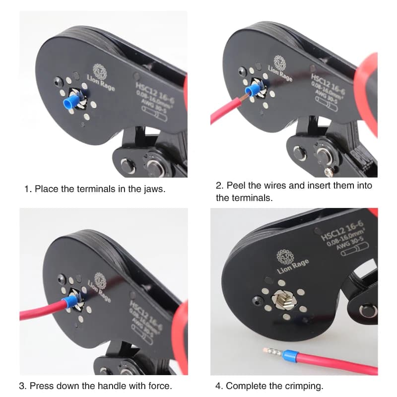 Pince à sertir HSC12 pour bornes électriques de bateau de pêche - Outil professionnel pour cosses tubulaires 0.08-16mm²