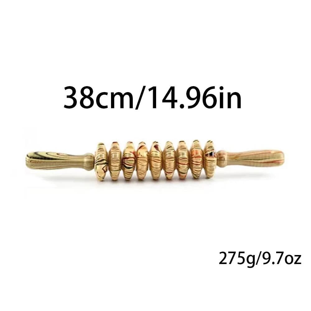 Rouleau de massage en bois 9 roues pour drainage lymphatique - Outil de scraping corporel manuel Hemu