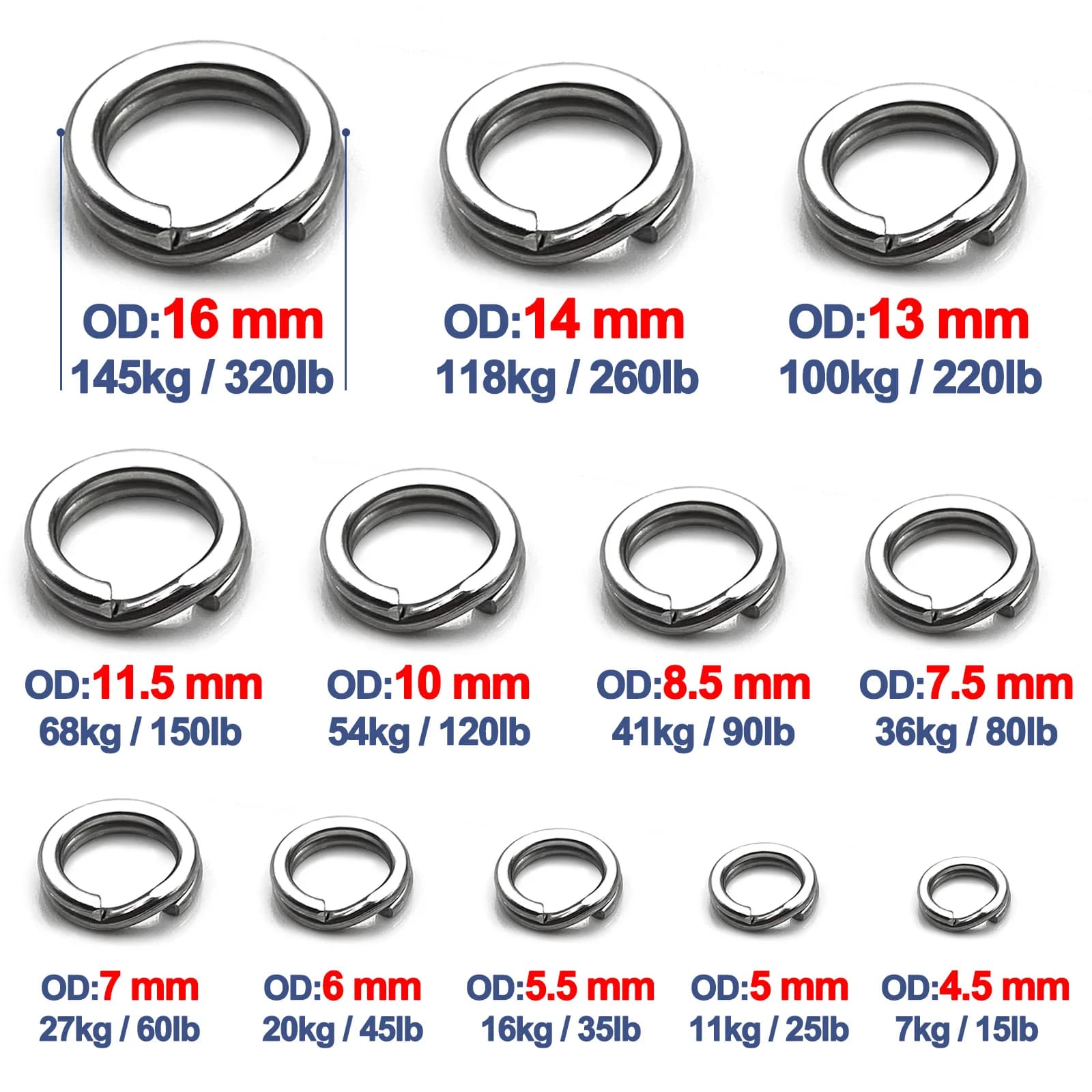 Anneaux de pêche split rings inox 30 pièces pour leurres et connecteurs mer résistants