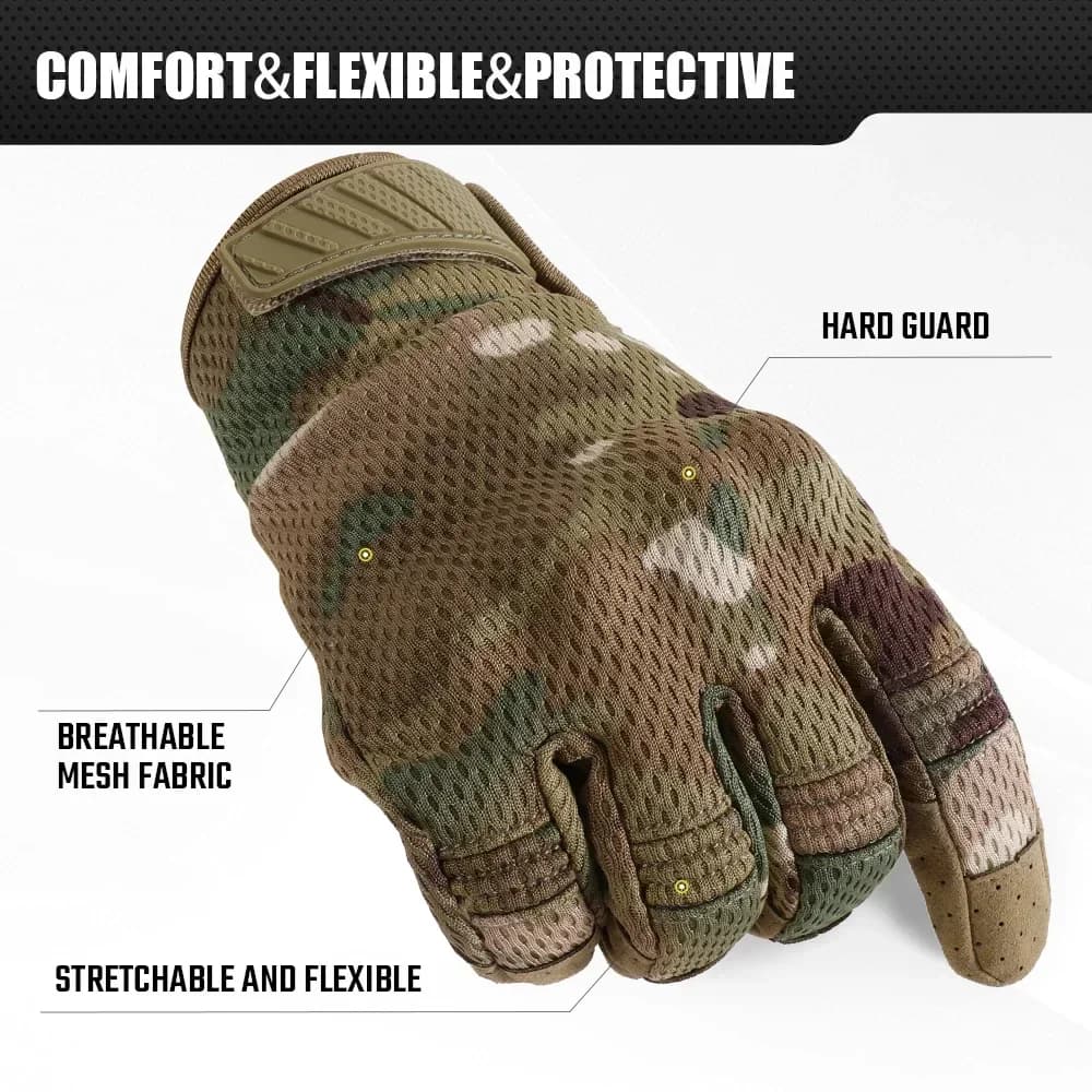 Gants tactiques camouflage écran tactile outdoor pêche chasse vélo airsoft randonnée