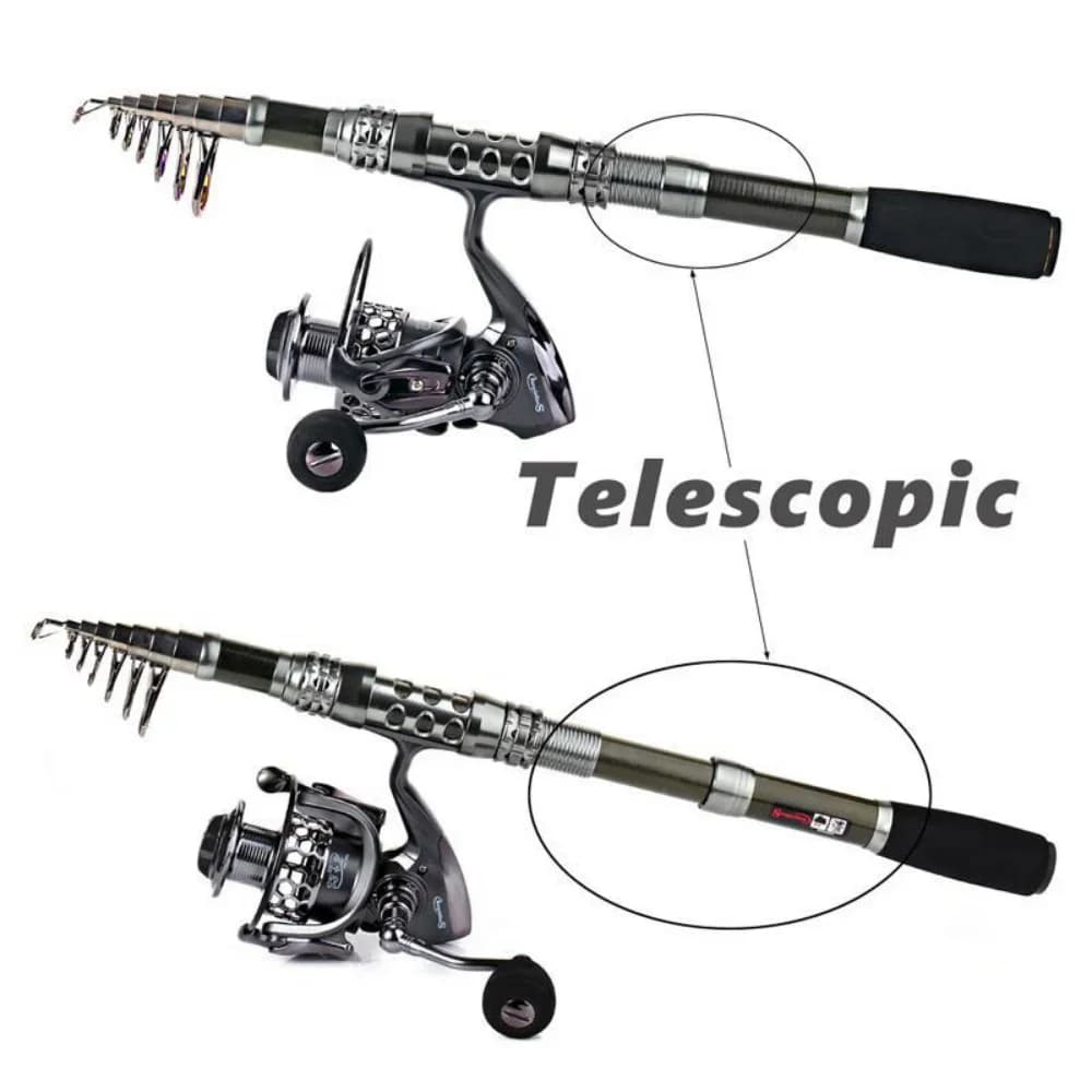Combo canne spinning carbone 1.8-3.3m et moulinet 13+1BB Sougayilang télescopique kit pêche polyvalent