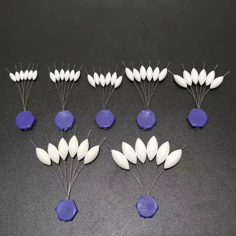Lot de 5 paquets de flotteurs 7 étoiles blancs 8 tailles pour pêche au coup et accessoires