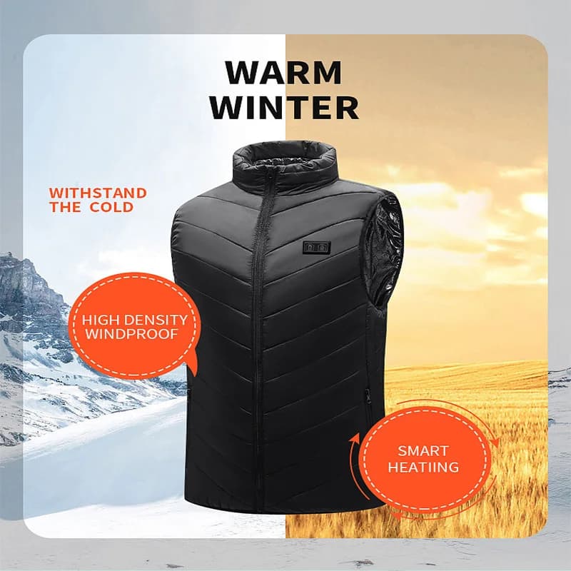 Veste chauffante homme femme 21 zones chauffantes USB pour camping randonnée sport hiver