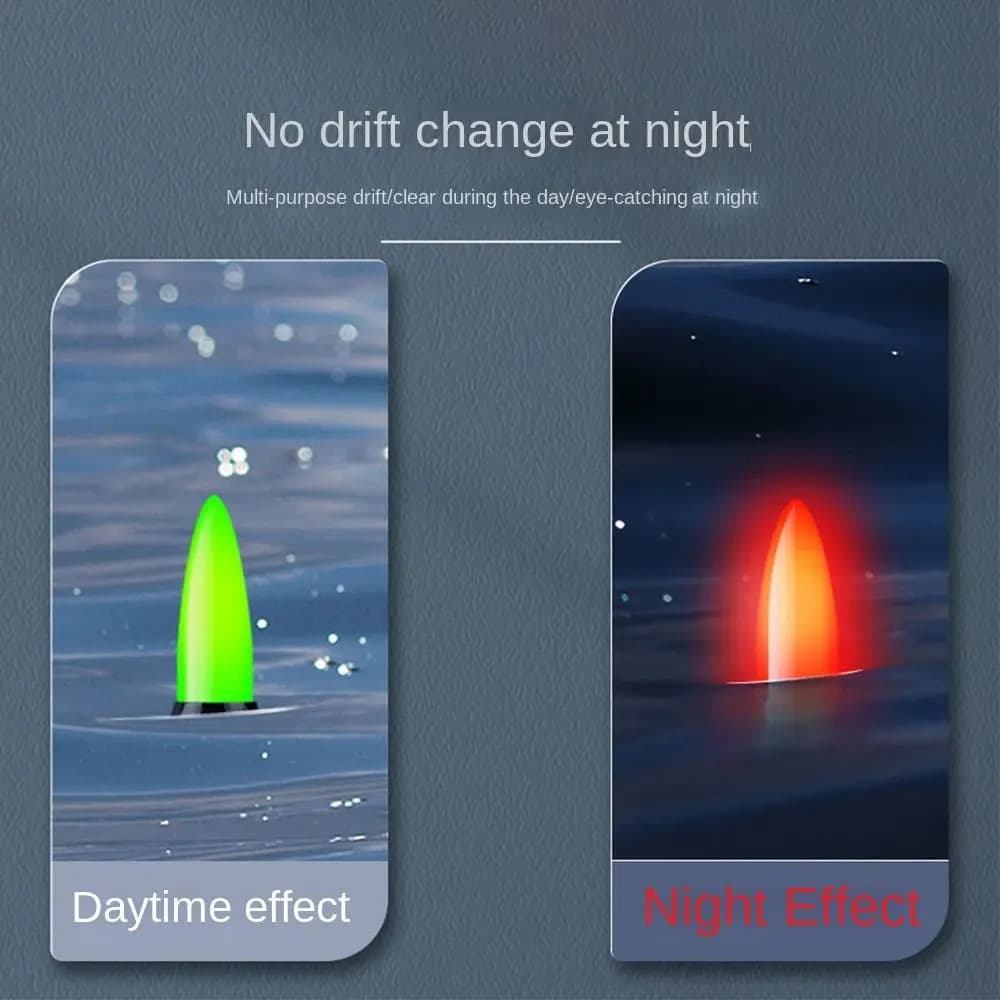 Flotteur indicateur électronique vert pour pêche rocheuse - tube coulissant avec système de détection de touche