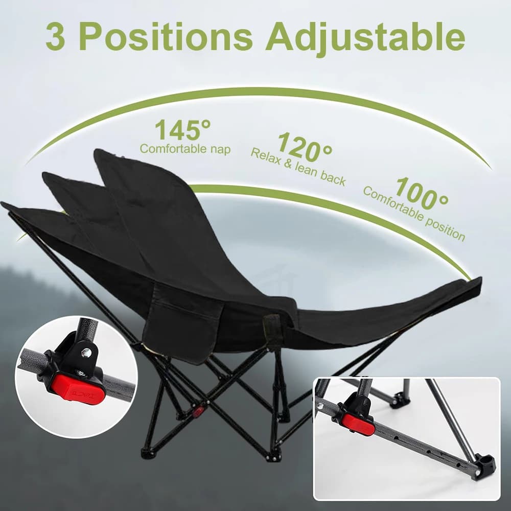 Chaise pêche camping pliante légère avec repose-tête rangement gobelet sac transport randonnée plage