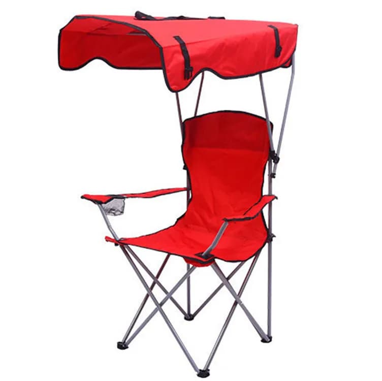 Fauteuil pêche pliable plage avec auvent - Protection solaire et anti-pluie pour camping pêche