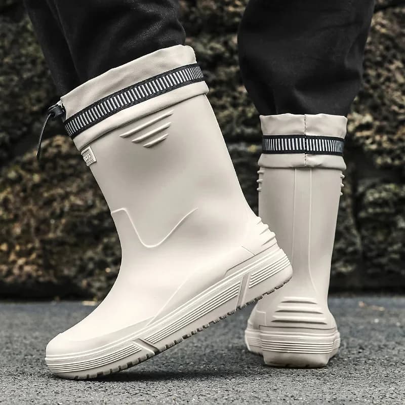 Bottes pêche doublées polaire imperméables hommes - Chaussures travail confortables semelle souple