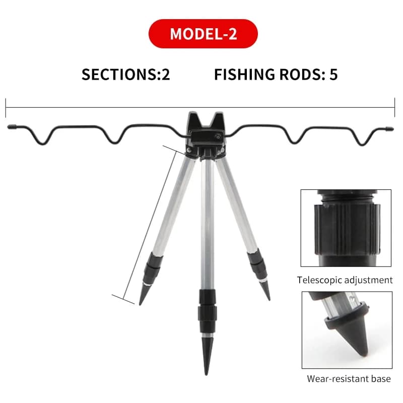 Support de canne à pêche télescopique 3 branches, trépied porteur pour pêche en mer et surfcasting