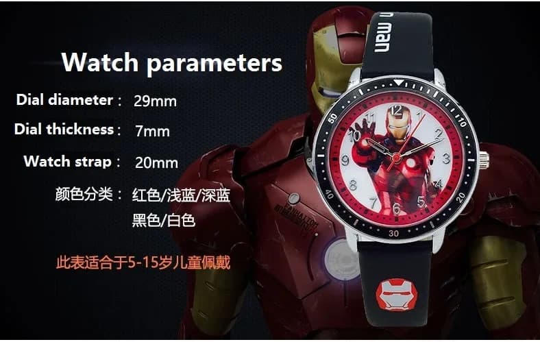 Montre enfant Disney Avengers Spider-Man Iron Man Hulk étanche quartz cadeau anniversaire fête jouet