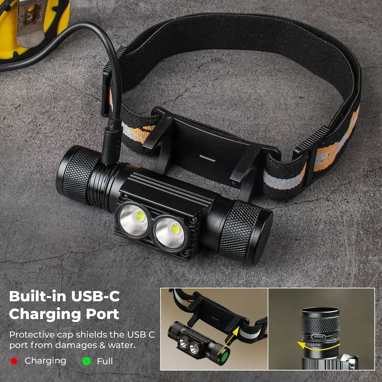 Lampe frontale SOFIRN H25L 1000LM rechargeable USB avec batterie 18650 pour pêche et camping