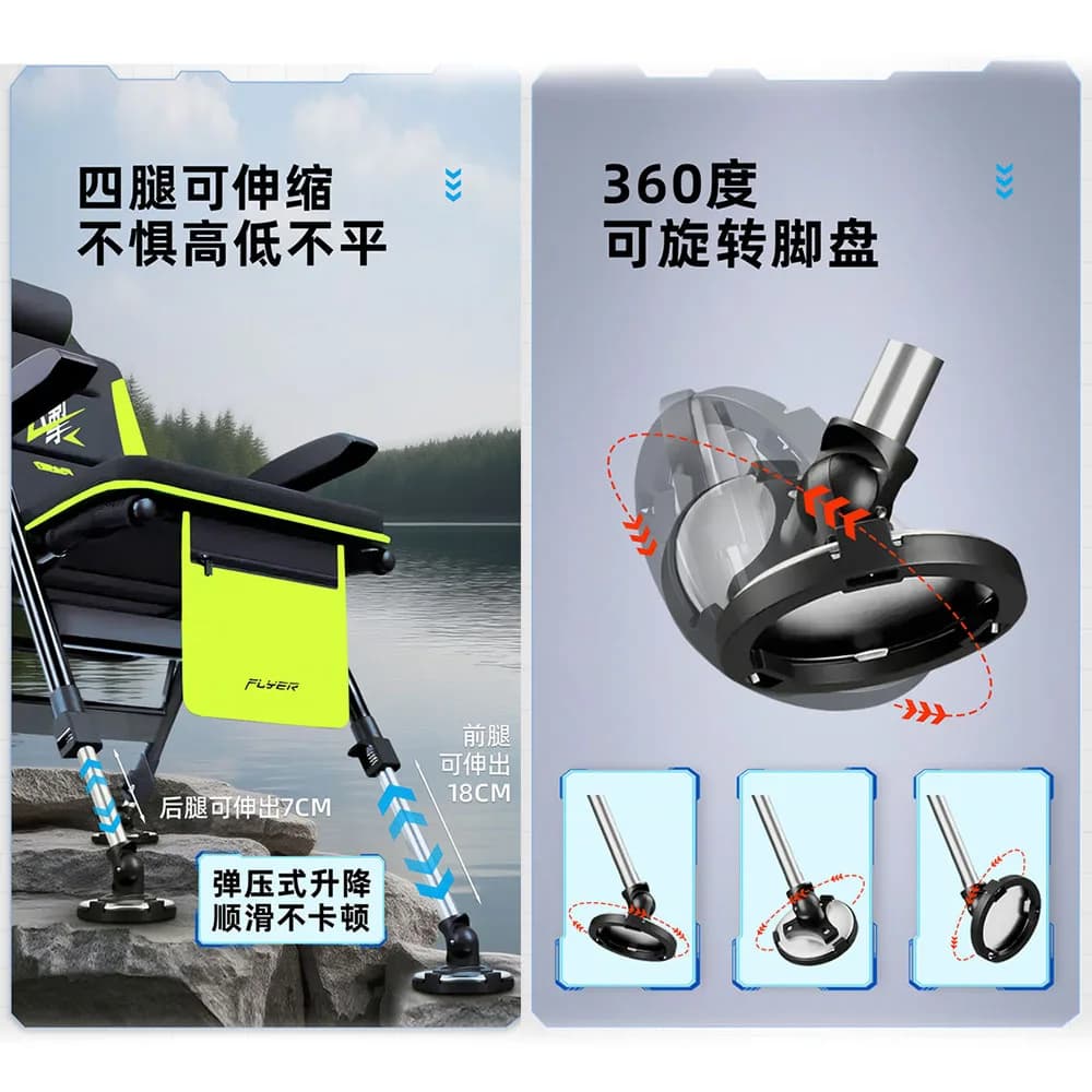 Chaise de pêche européenne pliable avec assise épaisse - siège portable pour pêche en eau douce