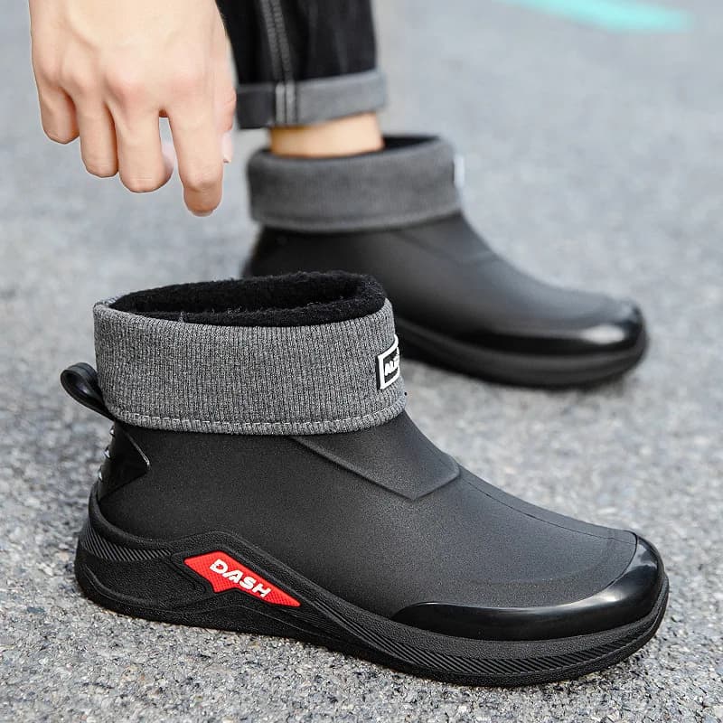 Bottes de pêche homme courte tube étanches anti-usure pour chantier et lavage auto